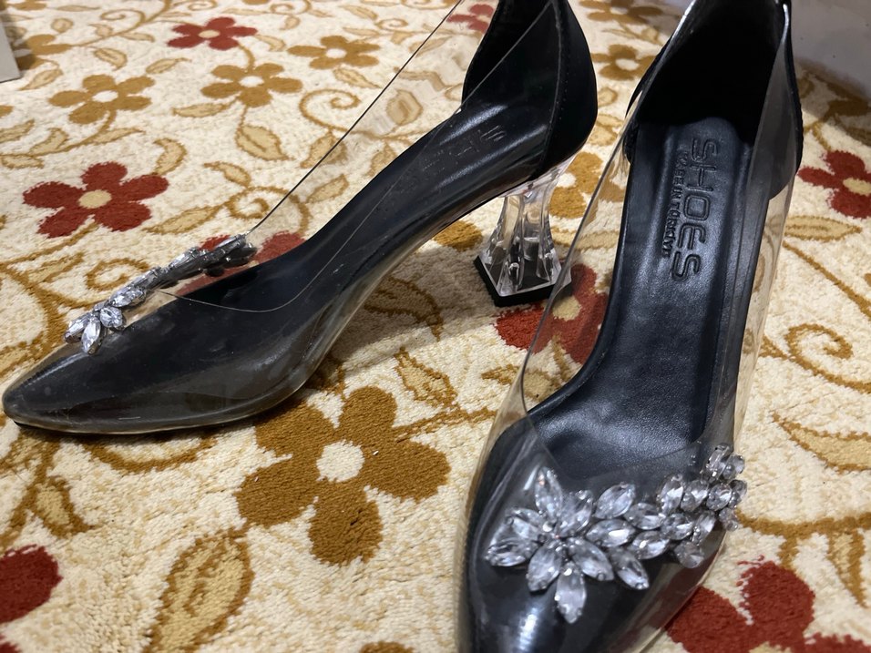 Siyah Payetli Yüksek Topuklu Kadın Abiye Ayakkabı - Görsel 2
