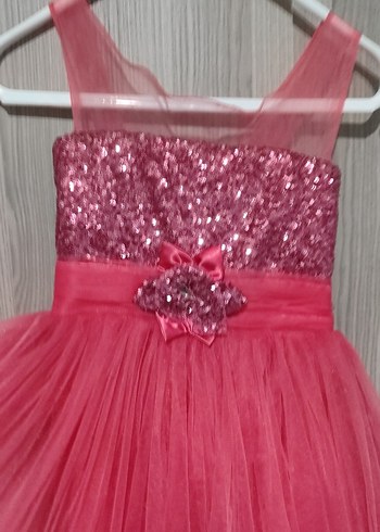 Standart Beden Beden Pembe Askısız Kız Çocuk Elbisesi