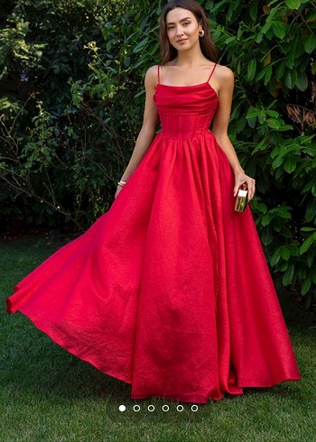 Deniz Butik Kırmızı Uzun Abiye - Görsel 2