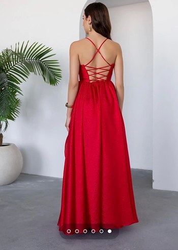 Deniz Butik Kırmızı Uzun Abiye - Görsel 4