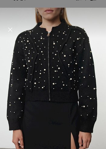 TrendyolMilla Siyah İncili Hırka - Görsel 2