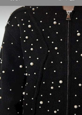 TrendyolMilla Siyah İncili Hırka - Görsel 4