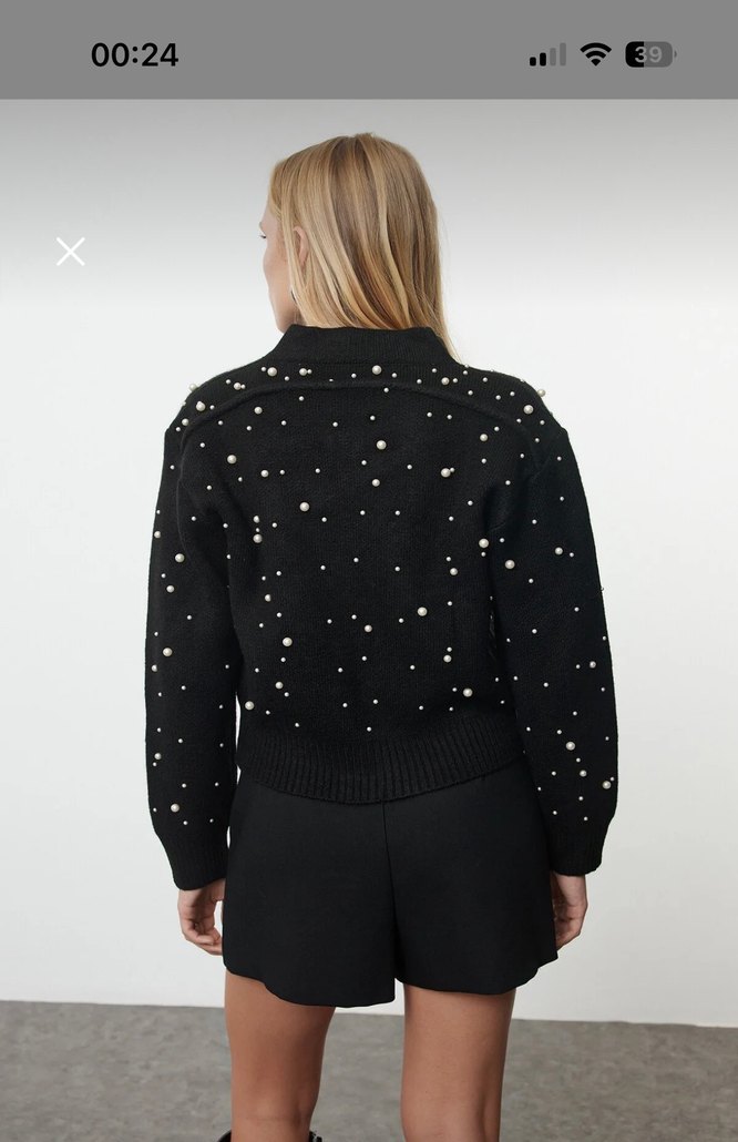 TrendyolMilla Siyah İncili Hırka - Görsel 3