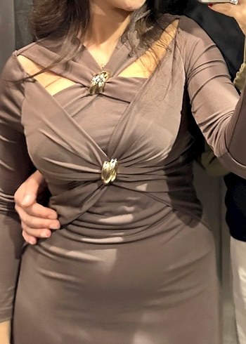 Trendyolmilla Acı Kahve Midi Elbise - Görsel 2