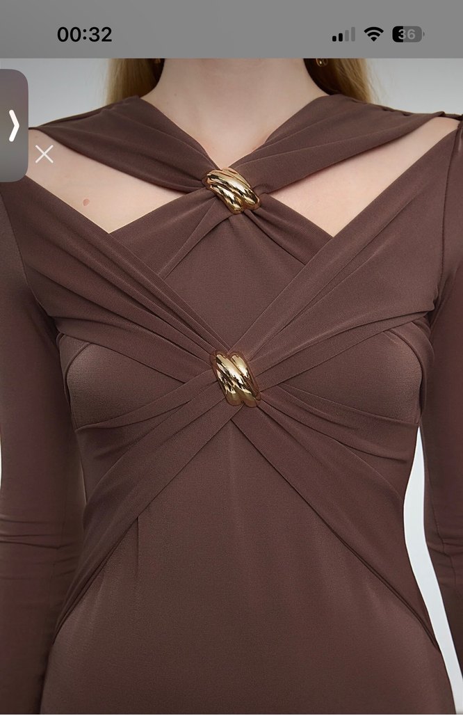 Trendyolmilla Acı Kahve Midi Elbise - Görsel 4