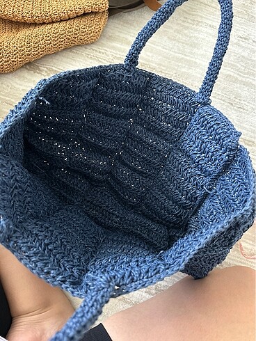 Zara Hasır lacivert çanta