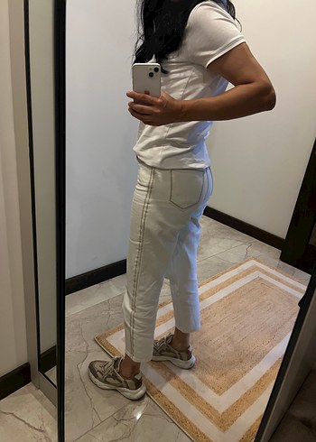 Pierre Cardin Krem Midi Dar Kesim Denim Kadın Jean