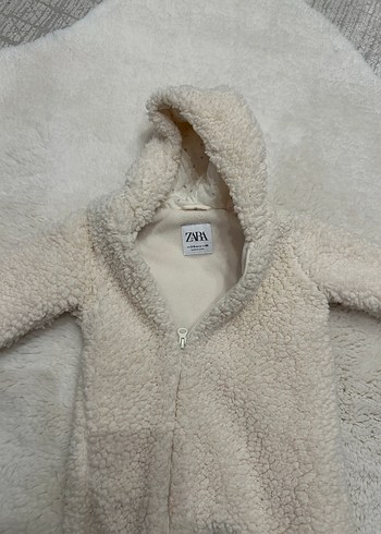 Zara Marka Kürklü Kapüşonlu Bebek Kız Tulumu - Görsel 2