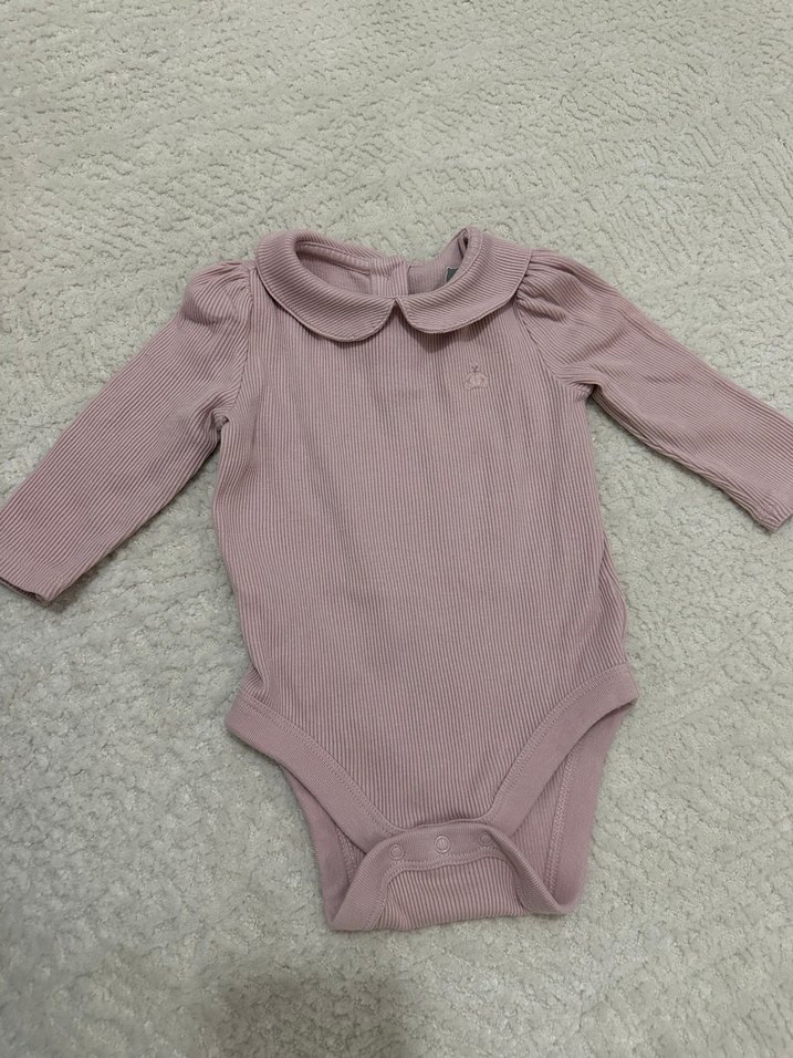 Uzun Kollu Düğmeli Pembe Bebek Body - Görsel 2