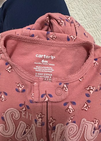 Carters Fermuarlı Pembe Baskılı Kız Bebek Tulum - Görsel 2