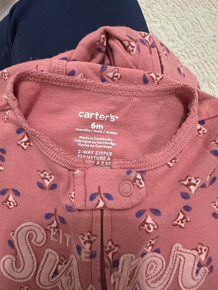 Carters Fermuarlı Pembe Baskılı Kız Bebek Tulum - Görsel 2