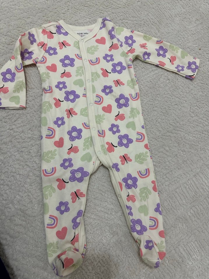 Renkli Çiçekli Bebek Tulum, Düğmeli - Görsel 2