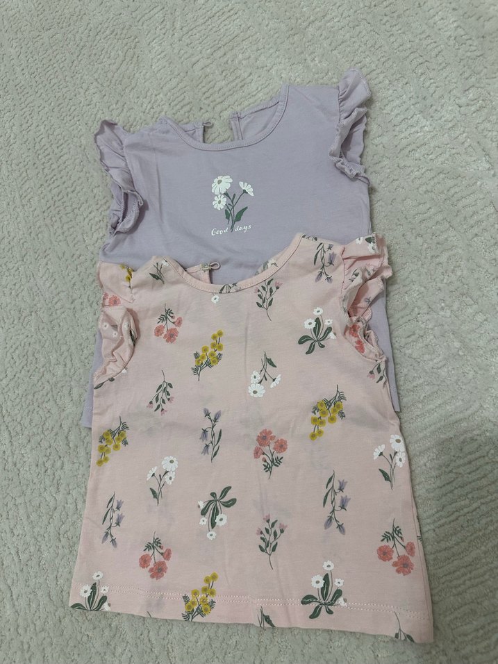 Kız Çocuk Renkli Çiçek Desenli Kolsuz Tişört - Görsel 2