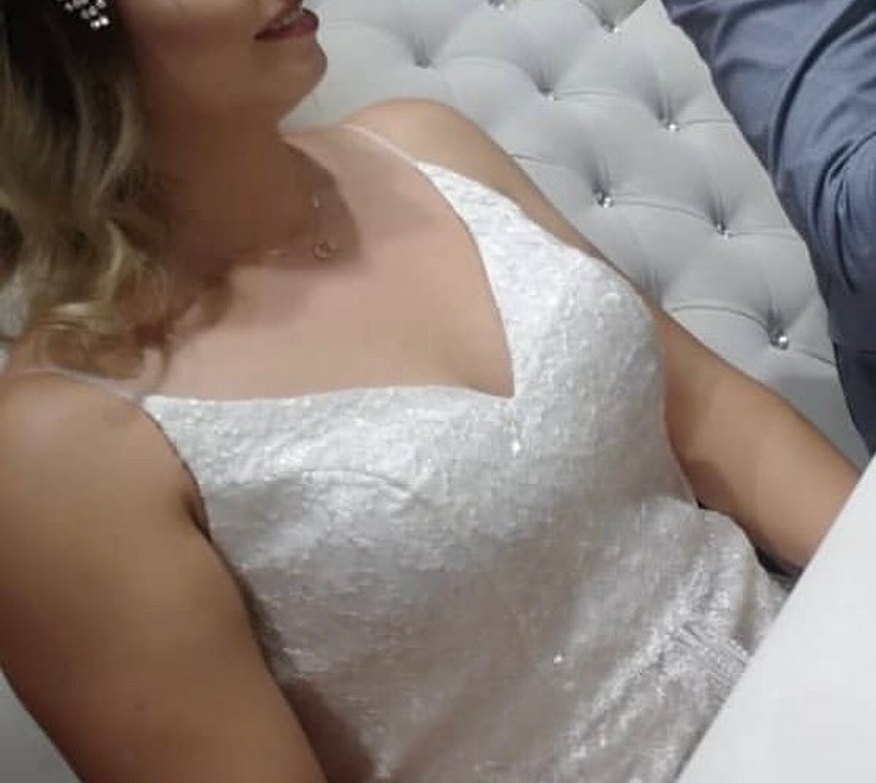 Bohem Tarz V Yaka Uzun Denizkızı Gelinlik - Görsel 4