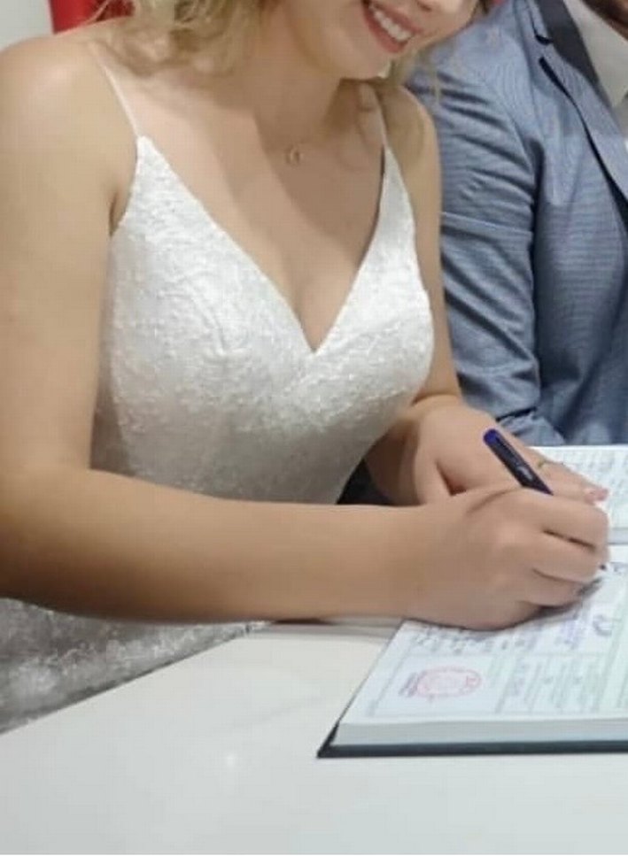 Bohem Tarz V Yaka Uzun Denizkızı Gelinlik - Görsel 3