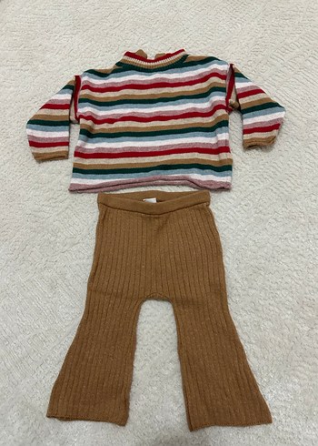 Çizgili Triko Bebek Kız Takımı - Görsel 2