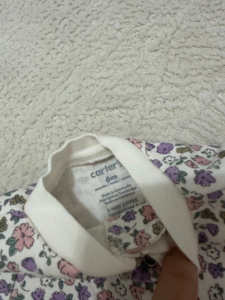 Carters Çiçek Desenli Örgü Bebek Tulum Mor - Görsel 3