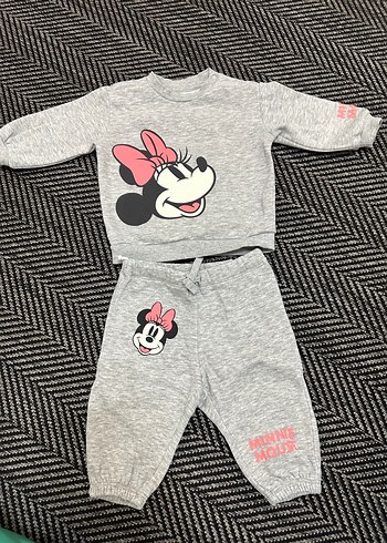 Gri Minnie Mouse Desenli Bebek Kız Takımı - Görsel 2