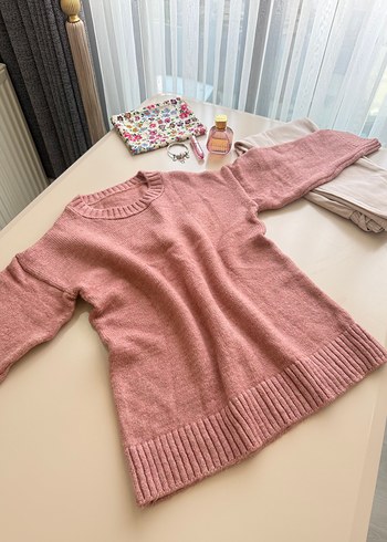 Pembe Örgü Salaş Kadın Kazak - Görsel 3