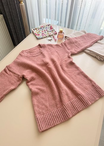 Pembe Örgü Salaş Kadın Kazak - Görsel 4