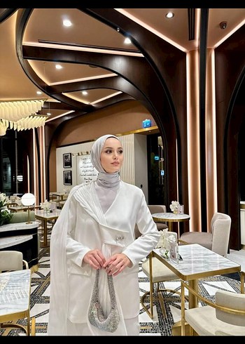 Beyaz Uzun Kollu Kadın Takım Elbise - Görsel 4