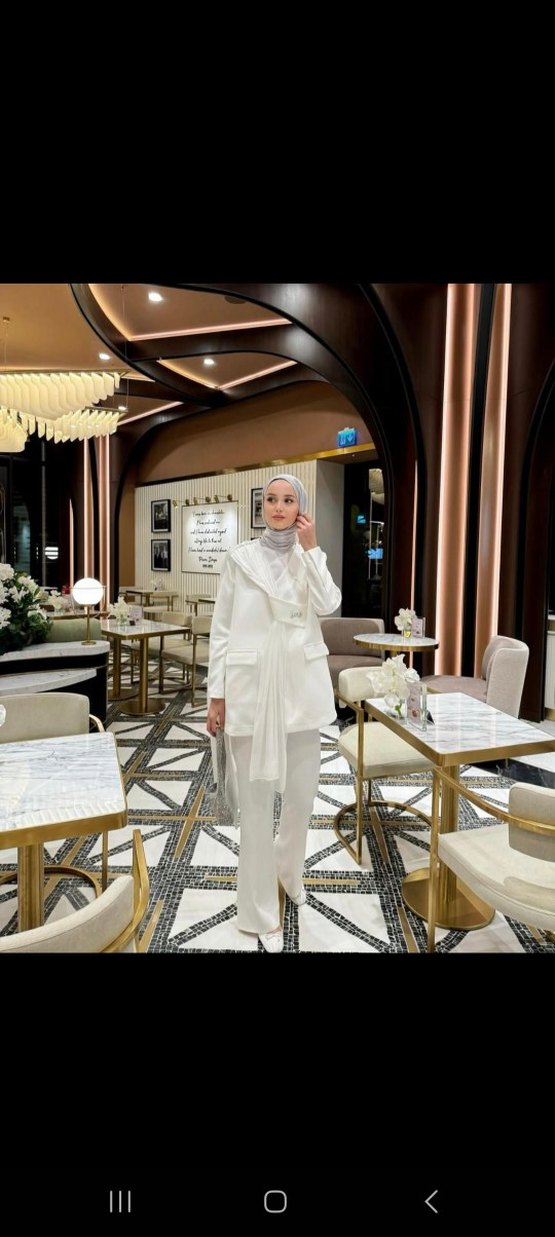 Beyaz Uzun Kollu Kadın Takım Elbise - Görsel 3