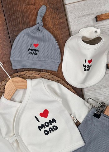 Pamuklu Erkek Bebek 5li Hastane Çıkış Seti - Görsel 7