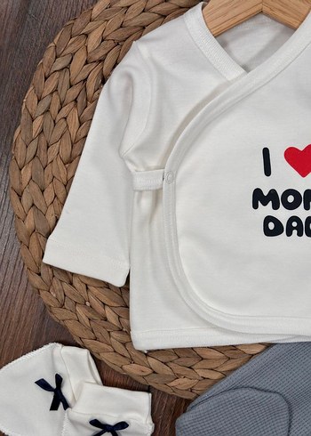 Pamuklu Erkek Bebek 5li Hastane Çıkış Seti - Görsel 6