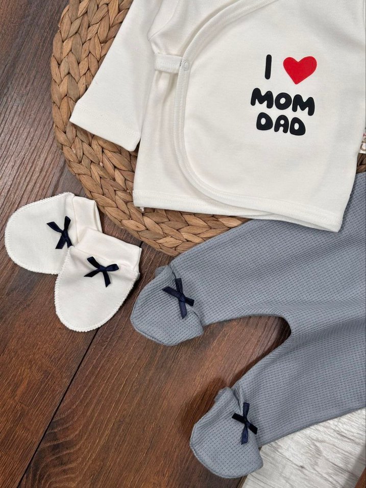 Pamuklu Erkek Bebek 5li Hastane Çıkış Seti - Görsel 2