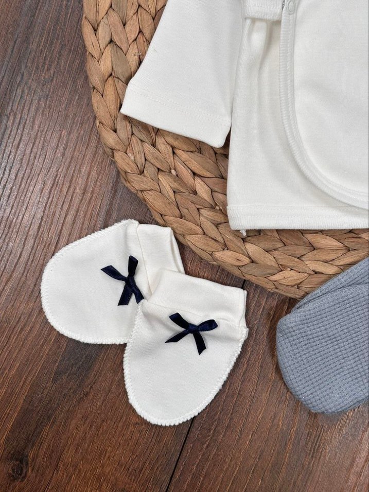 Pamuklu Erkek Bebek 5li Hastane Çıkış Seti - Görsel 5