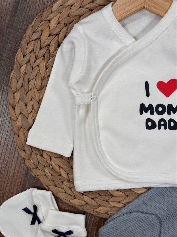 Pamuklu Erkek Bebek 5li Hastane Çıkış Seti - Görsel 4