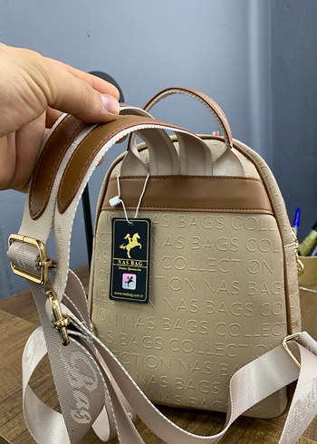 U.S Polo Assn. Bej Nakışlı Kadın Deri Sırt Çantası