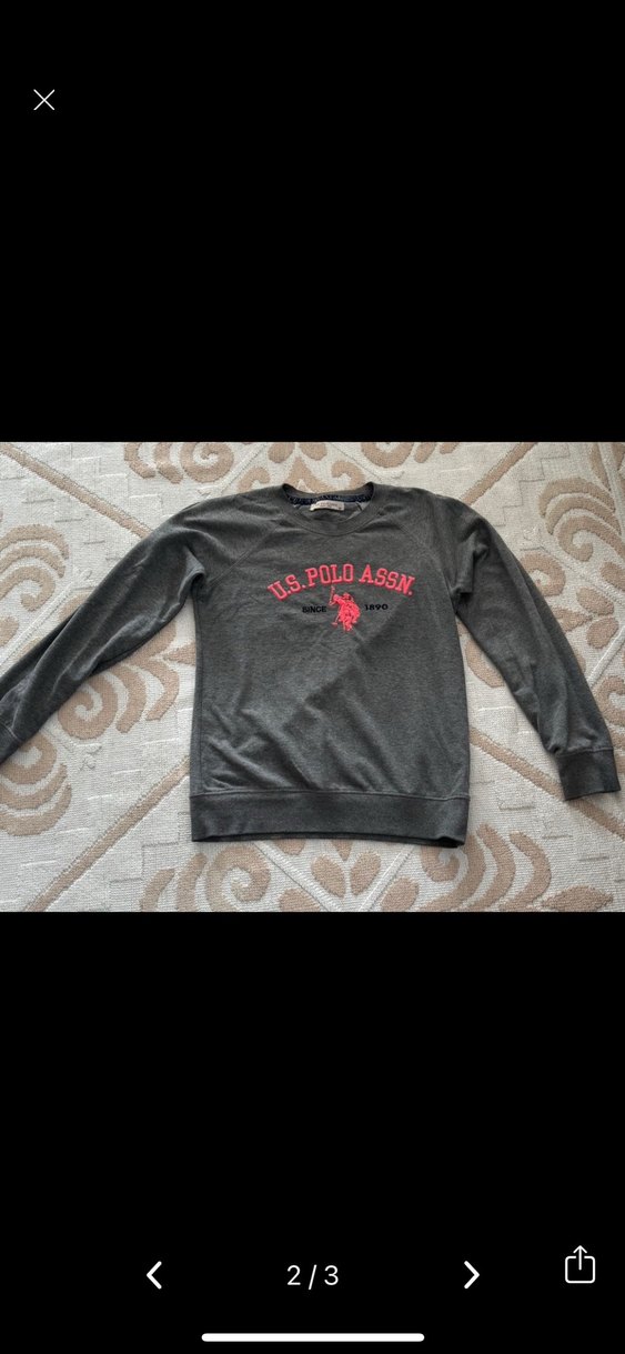 Gri U.S. Polo Assn. Kadın Sweatshirt - Görsel 2
