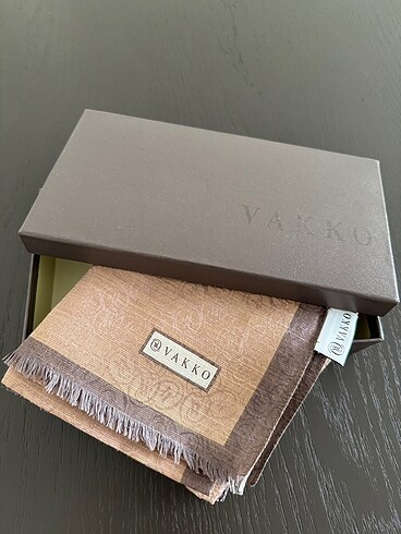 Orjinal vakko monogram pamuk ipek şal