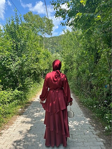 Bordo Saten Abiye