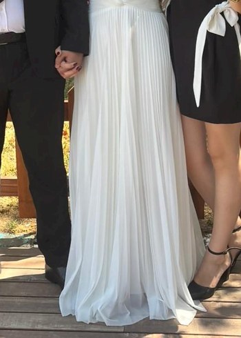 s Beden Beyaz sırtı açık uzun nikah nişan söz dış çekim elbisesi