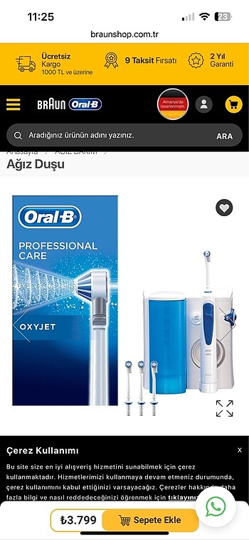  Beden Braun oxyjet ağız duş cihazı