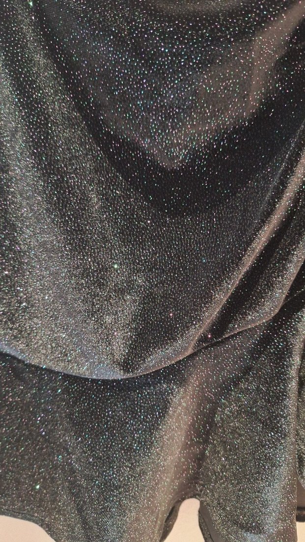 Siyah Parlak Mini Etek Fırfırlı - Görsel 5