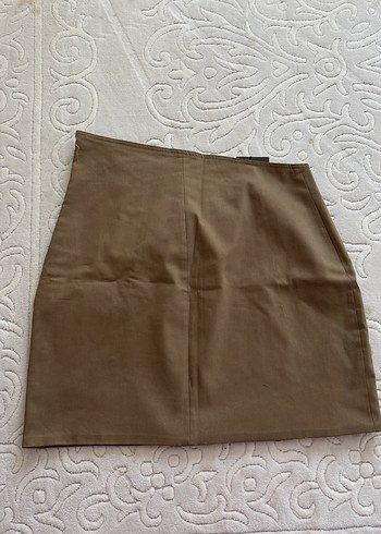Diğer Kemer Detaylı Haki Mini Etek