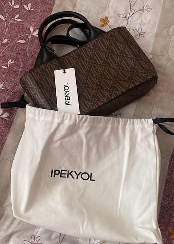 ipekyol IPEKYOL orjinak monogram Kahverengi Deri Kadın Çanta
