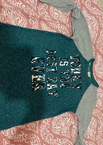 Kız Çocuk Gri Uzun Kollu Baskılı Tişört - Görsel 2