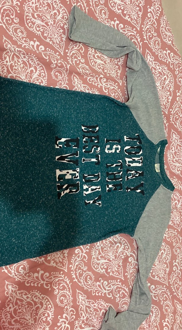 Kız Çocuk Gri Uzun Kollu Baskılı Tişört - Görsel 2