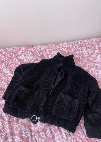 Siyah Peluş Kadın Ceket - Görsel 2