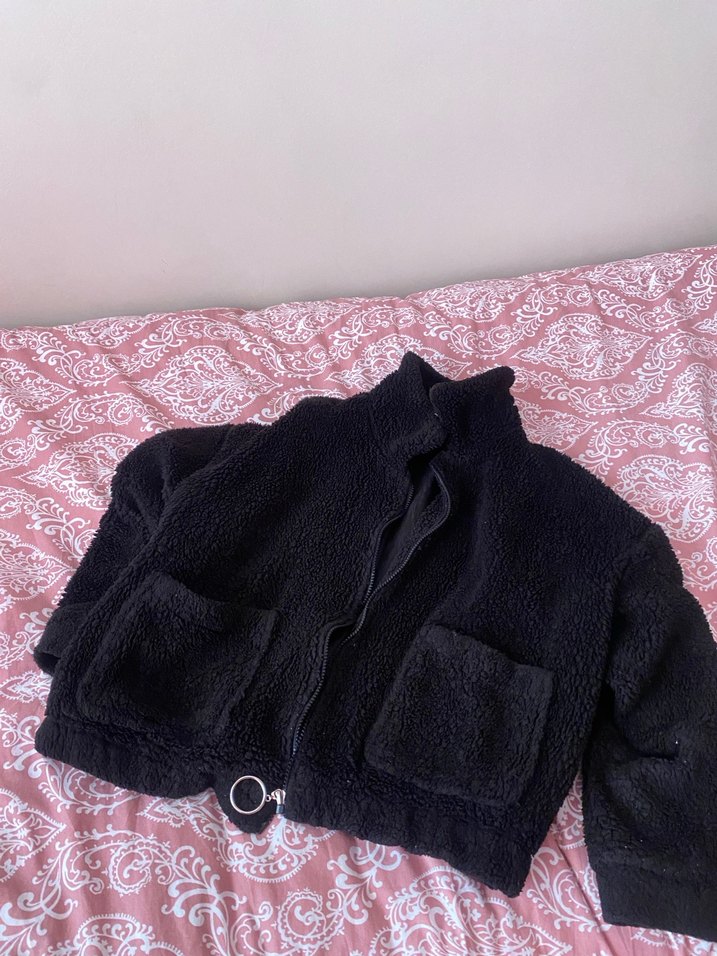 Siyah Peluş Kadın Ceket - Görsel 2