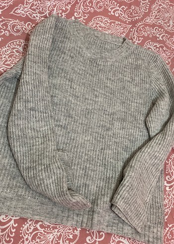 Gri Kadın Triko Uzun Kollu Kazak - Görsel 3