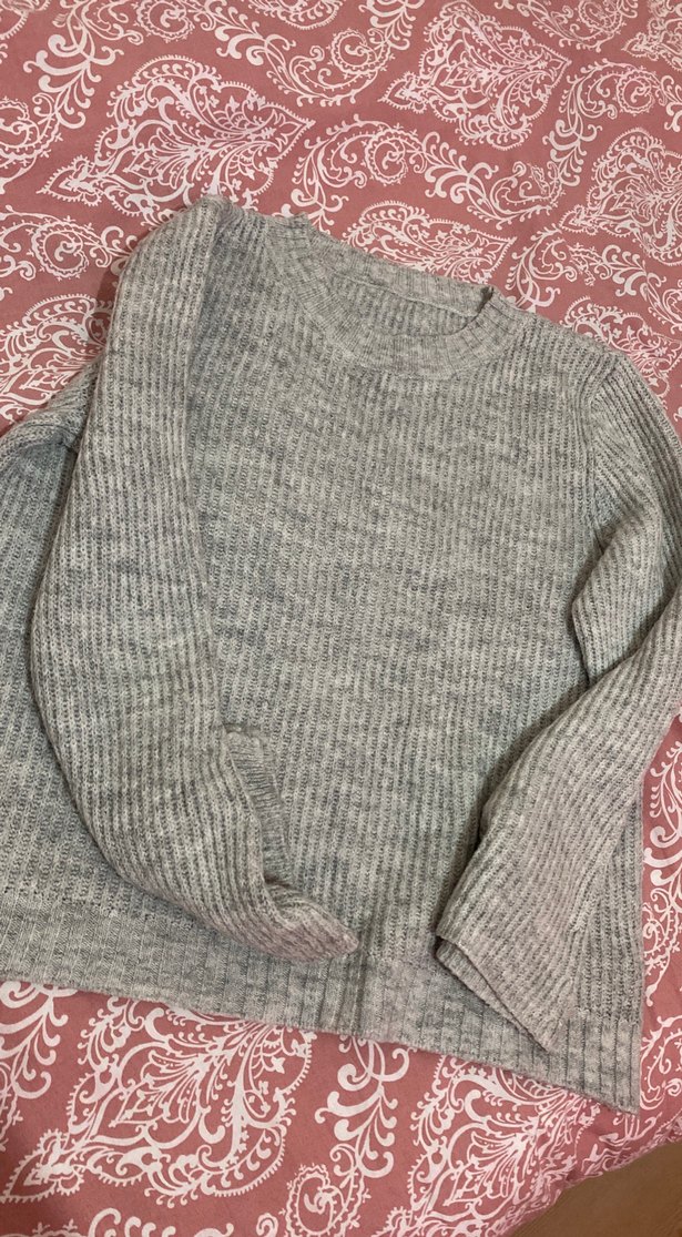 Gri Kadın Triko Uzun Kollu Kazak - Görsel 3