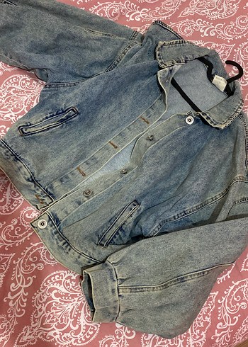 Kot ceket /Düğmeli Mavi Kadın Denim Ceket - Görsel 3