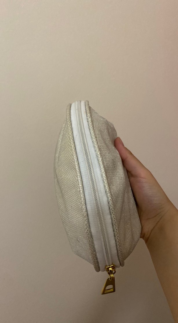 Yılan Desenli Beyaz Fermuarlı Makyaj Çantası - Görsel 2