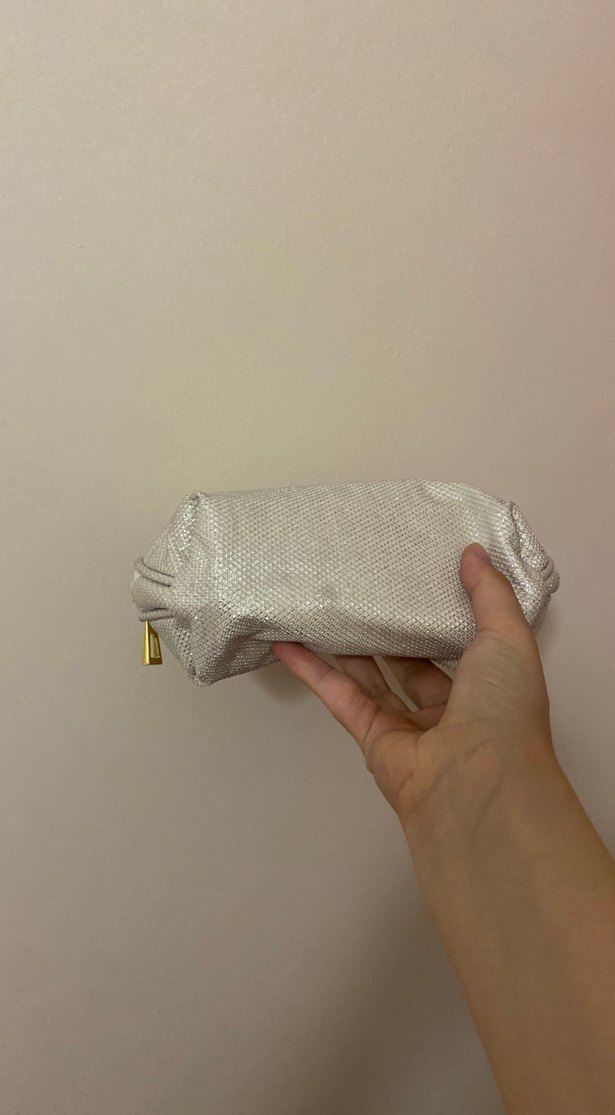 Yılan Desenli Beyaz Fermuarlı Makyaj Çantası - Görsel 3