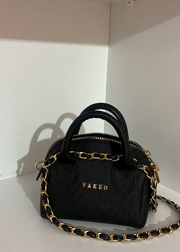 Vakko Zincir Detaylı Siyah Deri Kadın Çanta - Görsel 3